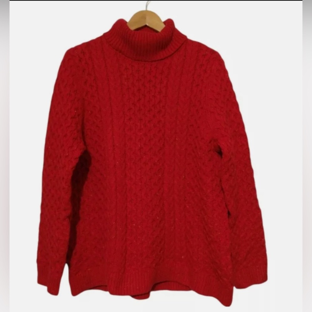 NWT Land’s End Women’s Turtleneck Sweater Red Long Sleeves no tag